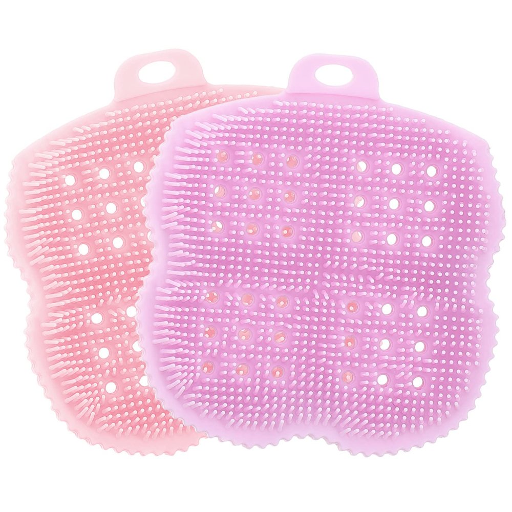 Beaupretty 2pcs Silicone Body Scrubber Multi-Functional Soft Bristle Brush for Deep Cleaning Exfoliating and Scalp Massage and Gentle Skin and Hair