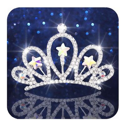 Kilshye Star Girls Tiara Comb Silver Rhinestone Princess Crown Hair Combs Crystal Hair Accessories for Birthday (Silver)