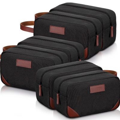 Eccliy 6 Set Groomsmen Gifts Men Toiletry Bags Men's Travel Shaving Kit Bathroom Bags Water Resistant Toiletry Case for Wedding Groomsman Proposal Gift Travel Accessories(Black)