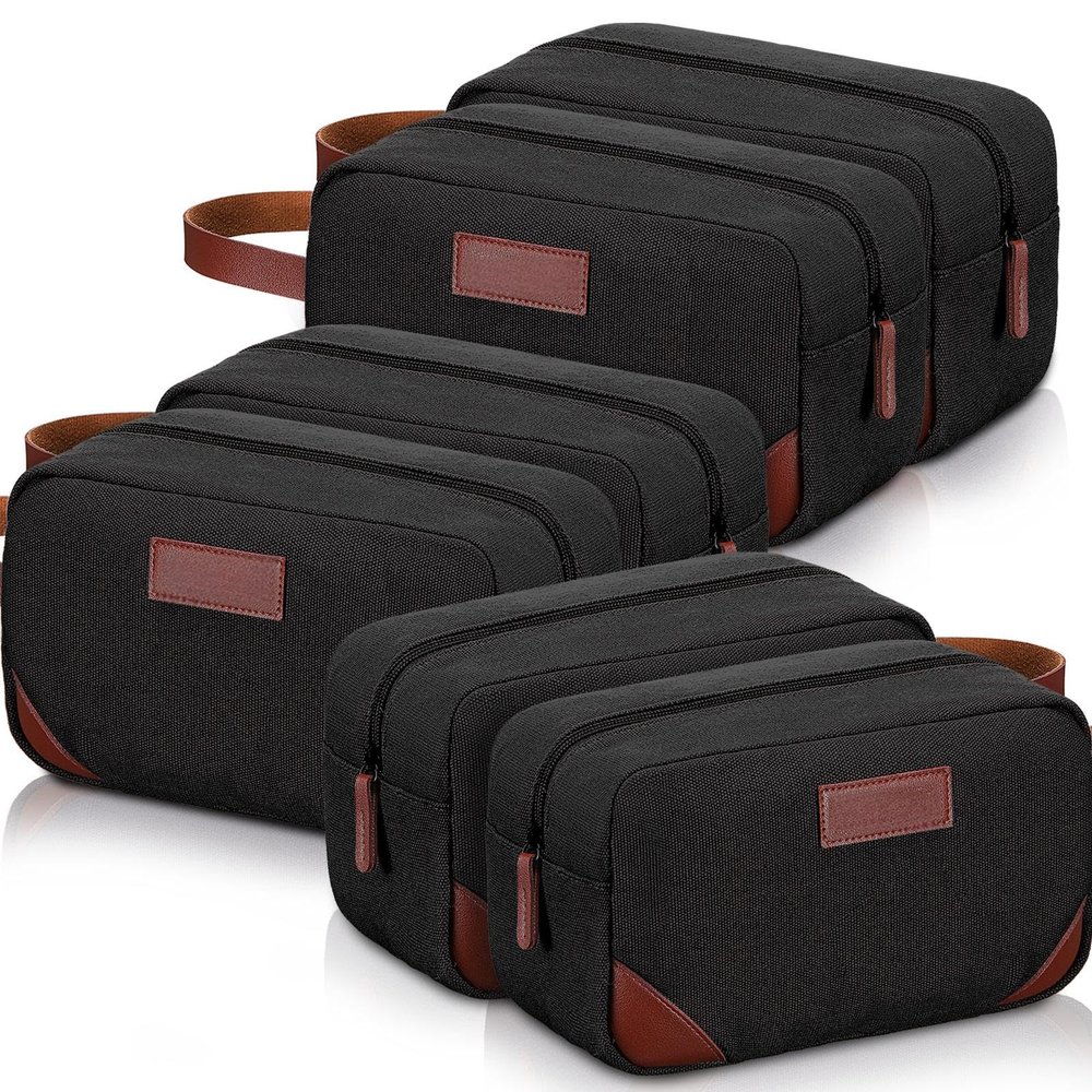 Eccliy 6 Set Groomsmen Gifts Men Toiletry Bags Men's Travel Shaving Kit Bathroom Bags Water Resistant Toiletry Case for Wedding Groomsman Proposal Gift Travel Accessories(Black)