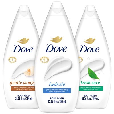 Dove Body Wash Value-Size Variety 3-Pack  Hydrate, Fresh Care, and Gentle Pamper, 25.36 Oz Ea