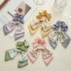 5PCS Short Hair Scarf with Ribbon Hair Bow Scrunchies Elegant Bow Hair Ties Floral Hair Scrunchies Chiffon Bowknot Hair Scrunchies for Women view 2
