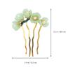 LALAFINA 2Pcs Jade Flower Hairpins Chinese Hair Stick Vintage Flower Hair Stick Chinese Traditional Hair Pin Hanfu Headwear for Women Girls, Green view 2