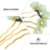 LALAFINA 2Pcs Jade Flower Hairpins Chinese Hair Stick Vintage Flower Hair Stick Chinese Traditional Hair Pin Hanfu Headwear for Women Girls, Green view 3