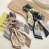 4PCS Bow Hair Scarf Scrunchies Floral Hair Scarf Ties Satin Hair Ribbon Scrunchy Ponytail Holder for Women and Girls view 2