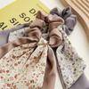 4PCS Bow Hair Scarf Scrunchies Floral Hair Scarf Ties Satin Hair Ribbon Scrunchy Ponytail Holder for Women and Girls view 4
