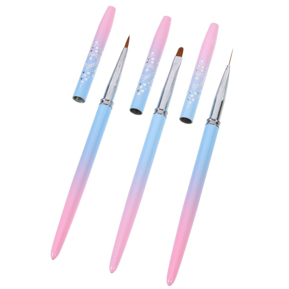 minkissy 3pcs Nail Art Drawing Pen Home Salon Tools for Nail Painting Includes Line and Plaid Pens Compact and Design