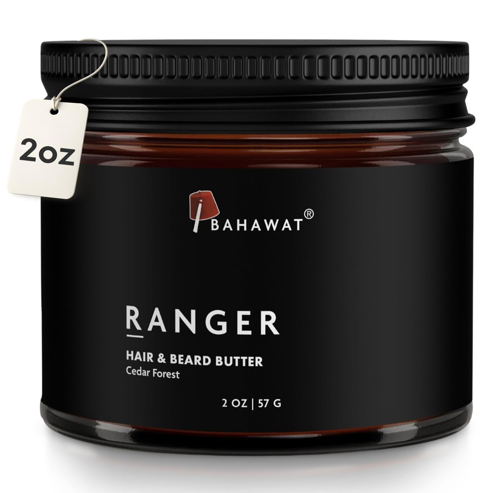 BAHAWAT Hair & Beard Butter for Men Leave-in Conditioner - Cedar Forest scent - Strengthen & Soften Made in USA -Organic Natural Ingredients | The Best Beard Butter - 2 oz.