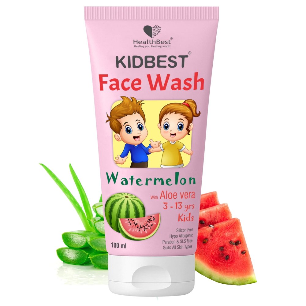 HealthBest Kids Tear-Free Daily Face Wash  Multivitamin-Enriched Skincare with Organic Watermelon  Safe, Gentle, and Fun for Sensitive Skin | Skincare for Kids| Trusted by Parents | 100ml,Pack of 1