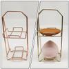 minkissy 2pcs Stylish Double-layer Sponge Powder Puff Rack for Makeup Storage Beauty Egg Holder Gold and Rose Gold for Home Travel Use view 2