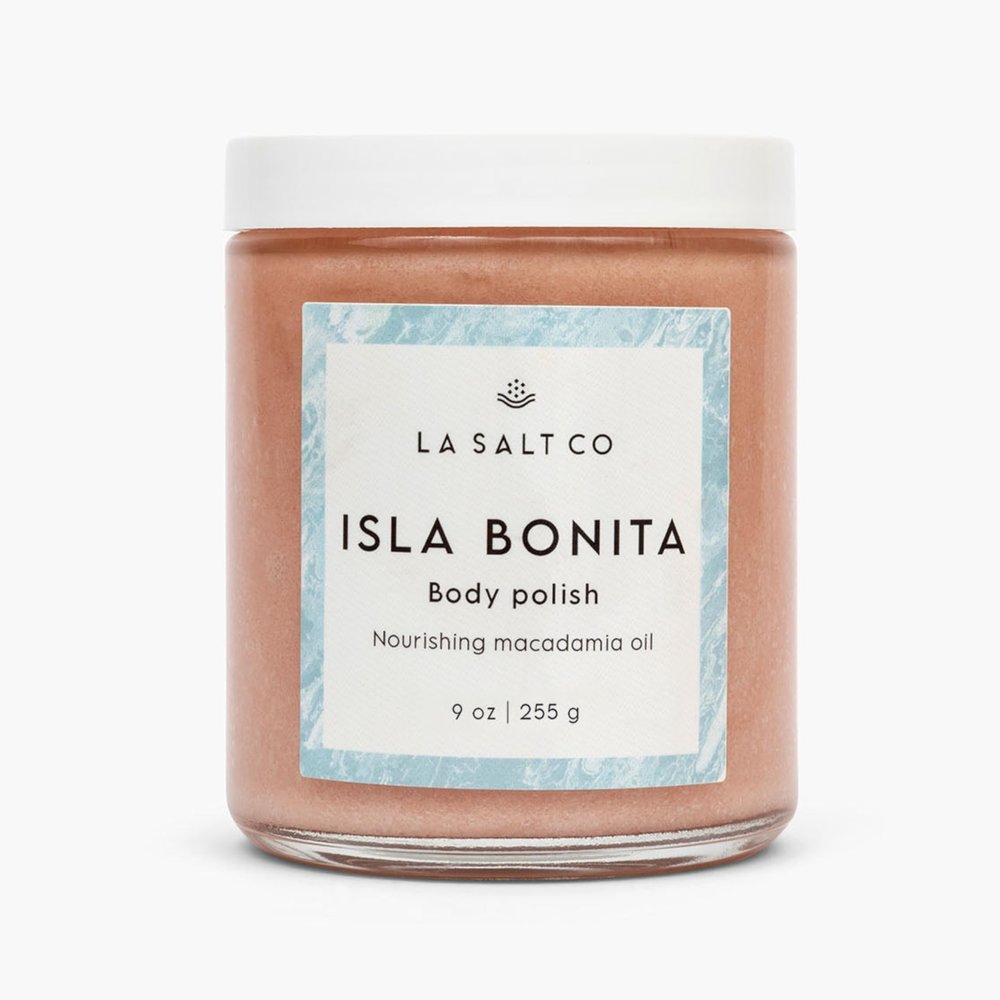 LA SALT CO Isla Bonita Exfoliating Body Polish Scrub, 9 oz | Hydrating and Moisturizing for Rough, Dry Skin | Light Tropical Floral Scent | 100% Vegan and Certified Cruelty Free