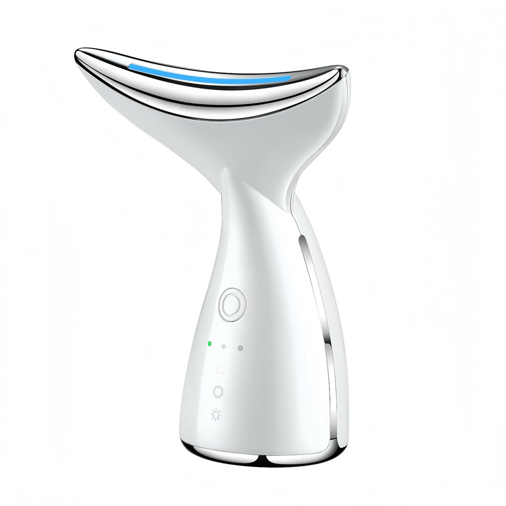 VOFEL Face and Neck Massger for Skin Care Electric Face Neck Lifting Massager with 45 Heat & 3 Massage Modes for Wrinkles Facial Neck Massager (WHITE)