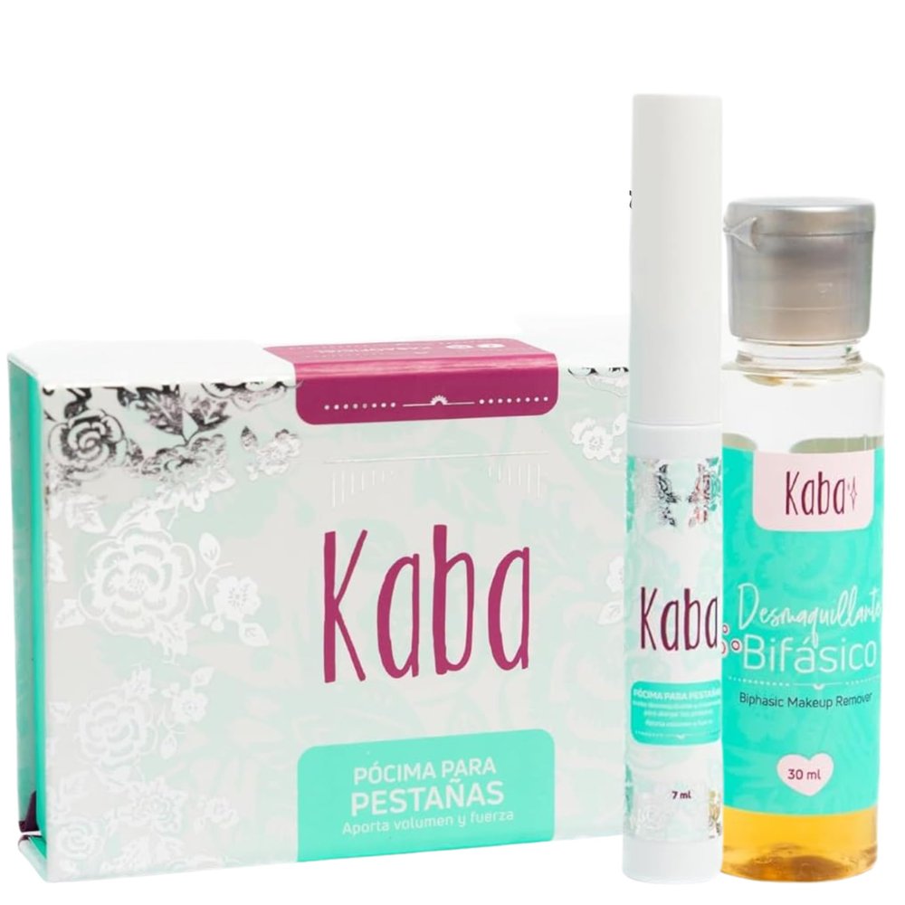 Kaba Eyelash Growth Serum for Longer, Thicker & Stronger Eyelashes with Essential Oils. Dermatologist Tested. Includes Makeup Remover Oil - Improved Formula