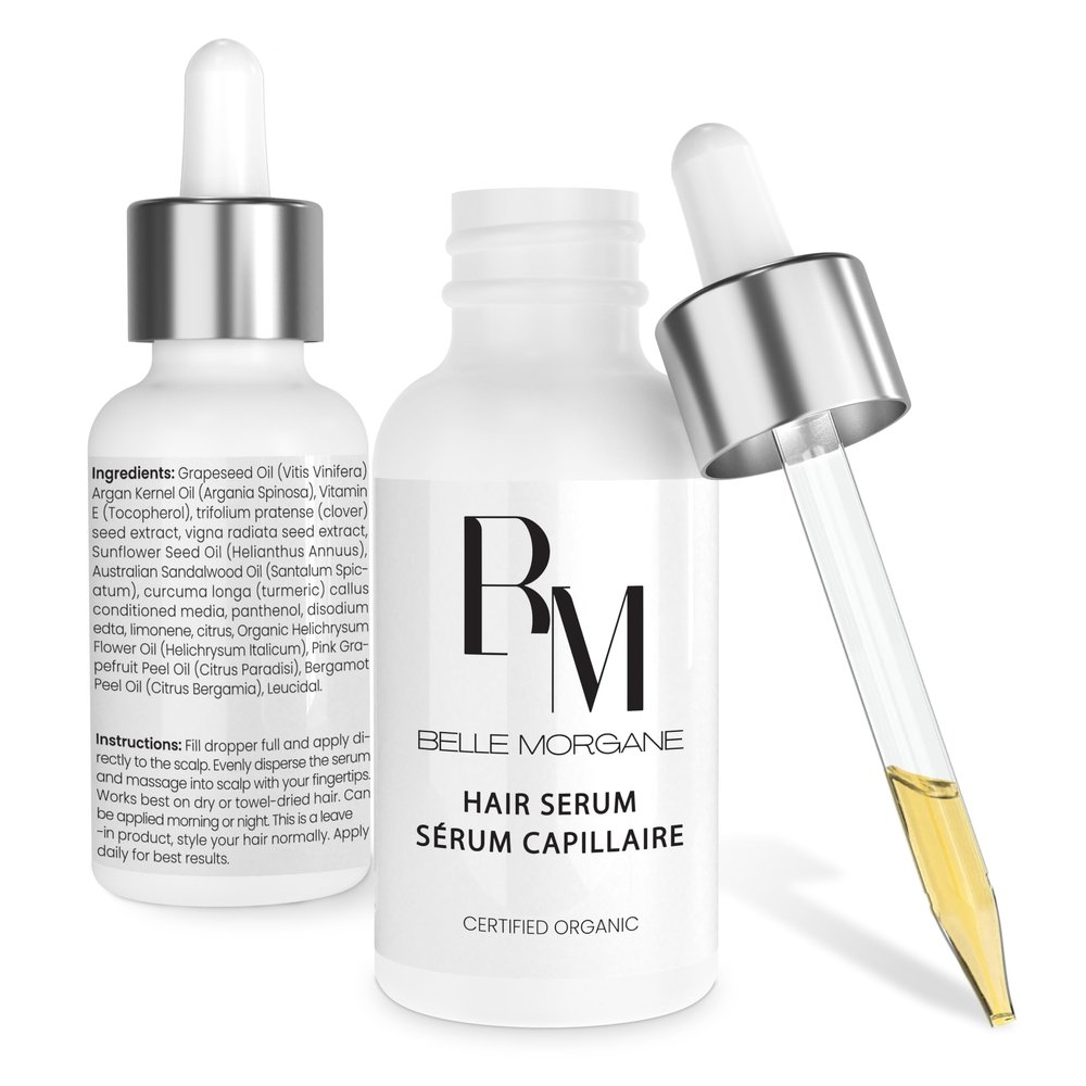 Belle Morgane Hair Growth Serum with Vitamin E, Turmeric & Argan Oil, Organic Dry Scalp Treatment for Women - Natural Serum for Hair Loss & Thinning Hair - Promotes Regrowth and Thickening