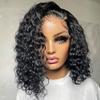 Short Bob Curly Human Hair Wig For Black Women HD Transparent Lace Front Wigs Pre Plucked With Baby Hair Brazilian Deep Wave Glueless Natural Hairline Wig Bleached Knots 150% Density 16Inch view 1