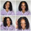 Short Bob Curly Human Hair Wig For Black Women HD Transparent Lace Front Wigs Pre Plucked With Baby Hair Brazilian Deep Wave Glueless Natural Hairline Wig Bleached Knots 150% Density 16Inch view 3