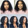 Short Bob Curly Human Hair Wig For Black Women HD Transparent Lace Front Wigs Pre Plucked With Baby Hair Brazilian Deep Wave Glueless Natural Hairline Wig Bleached Knots 150% Density 16Inch view 4