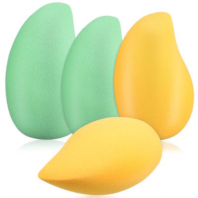 Beavorty 4pcs Mango-shaped Makeup Sponges Portable Powder Beauty Tools for Foundation and Concealer Unique Design for Precision Application Easy to Clean