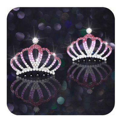 Kilshye Silver Tiaras Combs Rhinestone Tiara Hair Comb Crystal Costume Hair Accessories for Birthday (Purple)