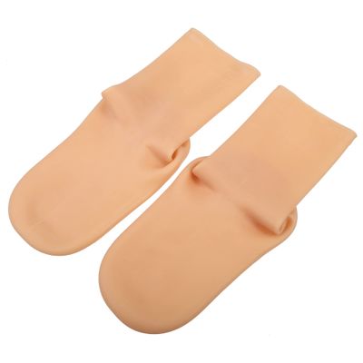 VOCOSTE 1 Pair Moisturizing Gel Socks Cracked Foot Care Protector, Silicone Socks, Beige, S Size