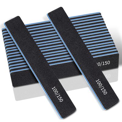 12 Pcs Double Sided Emery Boards 100/150 Grit for Acrylic/Gel Nails - Washable Finger File Boards for Home and Salon Use