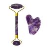 Amethyst Facial Roller Gouache Scraper for Face Lifting Eye Relax Natural Crystal Gua Sha Roller,2in-PuV-NO Box view 1