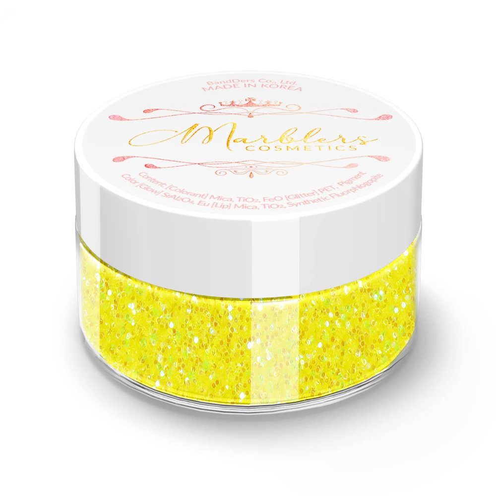 MARBLERS Holographic Face & Body Glitter [Rainbow Yellow] 0.18oz (5g) | Fine | Non-Toxic | Cruelty-Free | Festival, Rave & Party Makeup | Eye, Hair, Nail Polish, Eyeshadow | Nail Art | Gel Nail