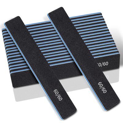 12 Pcs Professional Nail Files, 60/60 Grit Nail Files for Acrylic Nails Gel Nails, Double Sided Emery Board for Nails, Reusable & Washable Coarse Nail File for Home and Salon Use