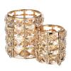 Hipiwe Makeup Brush Holder Gold Bling Crystal Makeup Brush Organizer Round Remote Control Holder Cosmetic Brush Tools Comb Pen Pencil Storage Pot Cup for Vanity, Office, Home Decor, 2-Slot view 1