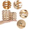 Hipiwe Makeup Brush Holder Gold Bling Crystal Makeup Brush Organizer Round Remote Control Holder Cosmetic Brush Tools Comb Pen Pencil Storage Pot Cup for Vanity, Office, Home Decor, 2-Slot view 3