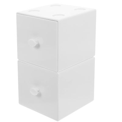 Cabilock 2pcs Stackable Desk Organizer for Makeup and Jewelry Storage Modular Storage Boxes for Home and Dorm Use for Lipsticks Necklaces and Accessories