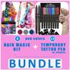 Jim&Gloria Dustless Hair Chalk Include Hair Extensions Mermaid Brushes Glitters Set of 17 Plus Temporary Fake Tattoo Pen 10 Colors With Gold and Silver colors view 1