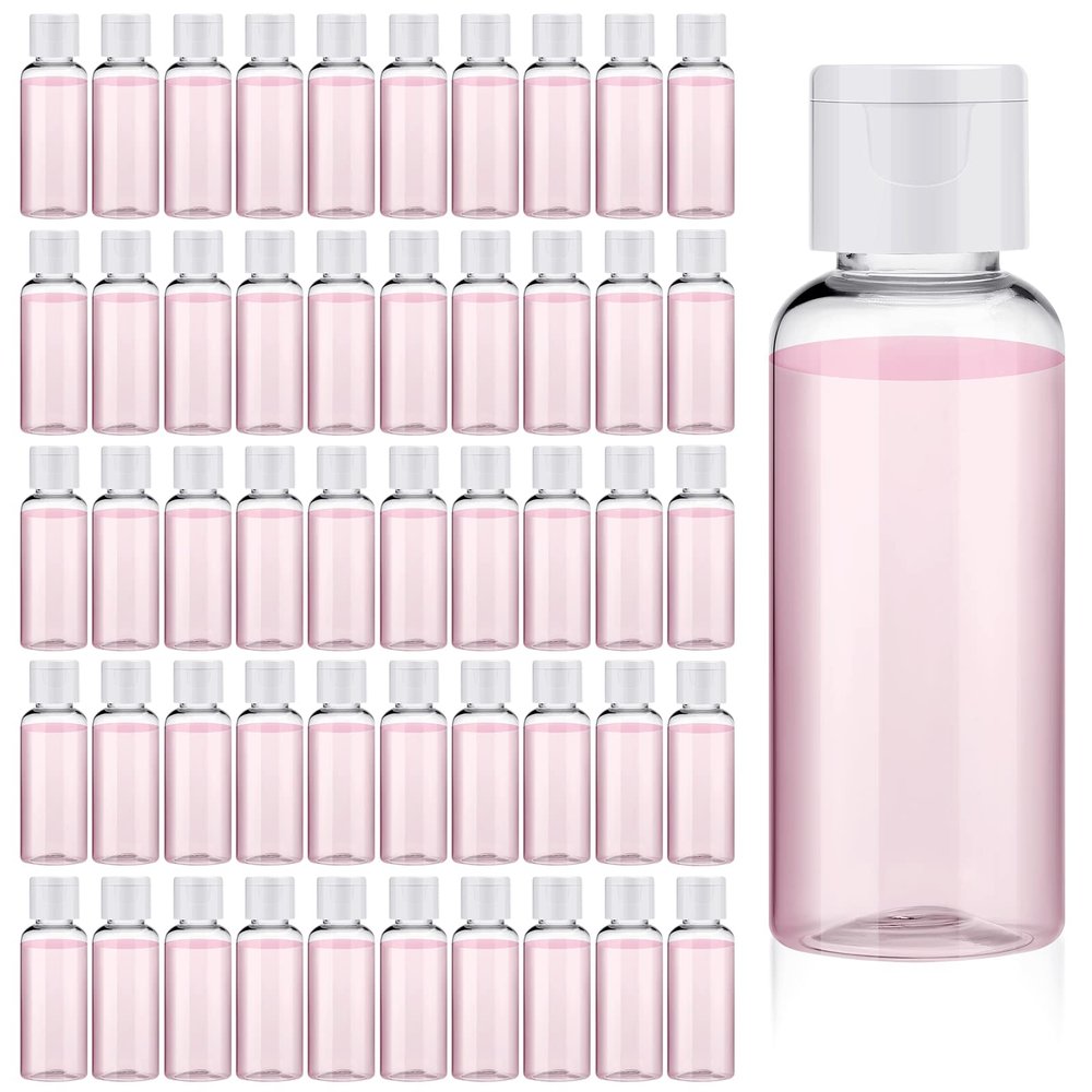 200 Pcs 1.7 oz Travel Bottles for Toiletries Empty Clear Plastic Refillable Small Travel Size Bottles for Liquids with Flip Cap Shampoo Lotion Conditioner Soap Shower