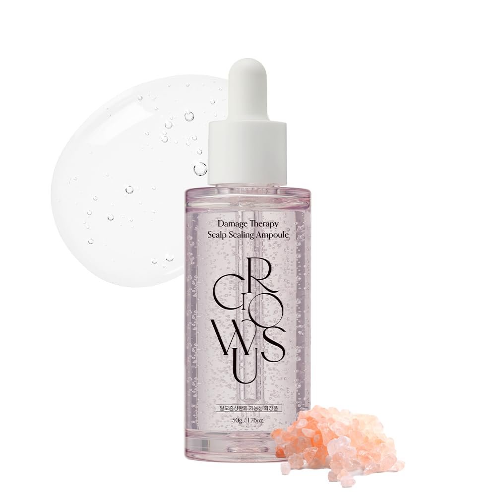 Growus Damage Therapy Scalp Scaling Ampoule, 1.69 fl.oz/ Scalp Serum with Protein and Seaweed Complex for Thicker Hair, Bulgarian Rose Scent, Free from Paraben, Sulfate