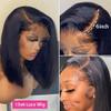 13x6 HD Transparent Lace Front Human Hair Wigs Straight Short Bob Wig Pre Plucked Natural Hairline Bleached Knots 150% Density Brazilian Remy Hair With Baby Hair for Black Women 10 Inch view 3