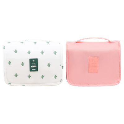 2 Toiletry Bags Ladies Cosmetic Bag Portable Travel Scrub Bag Men's Washing Storage Bag Pink + White, Pinkwhite, Classic