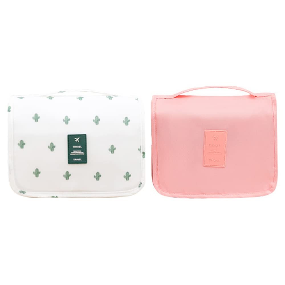 2 Toiletry Bags Ladies Cosmetic Bag Portable Travel Scrub Bag Men's Washing Storage Bag Pink + White, Pinkwhite, Classic