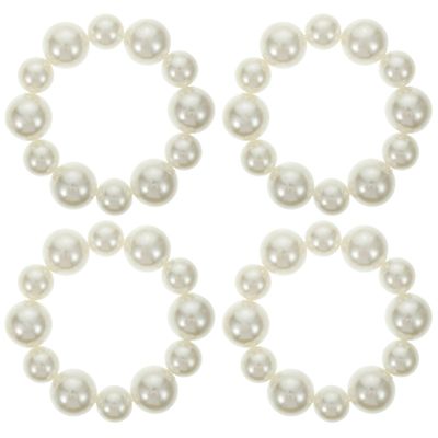 Mobestech 4pcs Pearl Hair Ties and Bracelets Elastic Ponytail Holders for Girls and Women Stylish and Versatile Accessories for Parties Daily Wear and Special Occasions