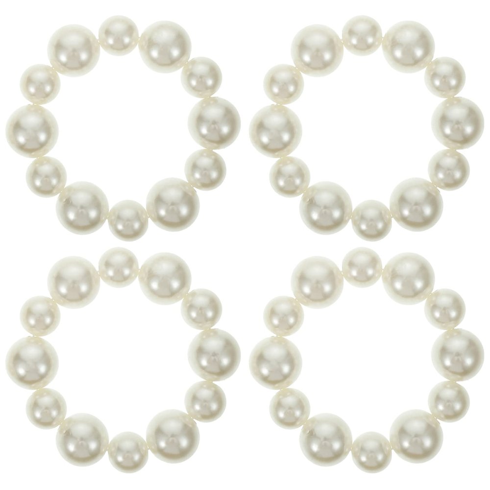 Mobestech 4pcs Pearl Hair Ties and Bracelets Elastic Ponytail Holders for Girls and Women Stylish and Versatile Accessories for Parties Daily Wear and Special Occasions