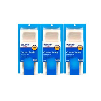 Equate Cotton Swabs, Gentle, Hygienic and Safe, 500 Count (PACK OF 3)
