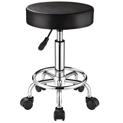 FNZIR Adjustable Stool with Wheels Round Rolling Stool for Spa Salon Massage Office Chair (Black)
