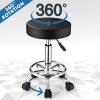 FNZIR Adjustable Stool with Wheels Round Rolling Stool for Spa Salon Massage Office Chair (Black) view 4