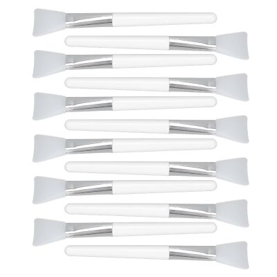 ZJchao 12pcs White Silicone Face Mask Brush Set, Soft & Elastic, Evenly Apply Mud Mask, Prevent Wasting, Comfortable Handle, Easy to Clean & Dry
