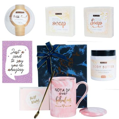MONARCH GIFT COMPANY Spa and Pink 16oz Gift Set Box For Women (Fabulous Mug 16OZ, Your Amazing)