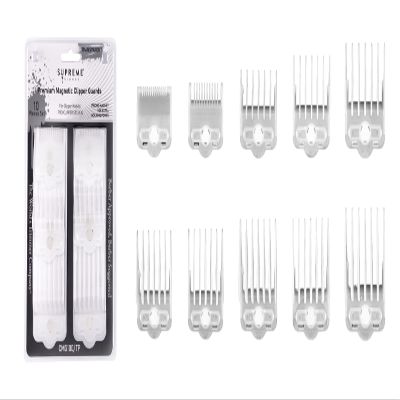 Supreme Trimmer Magnetic Guide Combs for Clippers | CMG100 Hair Clipper Guards, 10 Cutting Lengths | Frosted Transparent