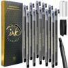Ink Permanent Waterproof Eyebrow Mapping Pencils for Permanent Makeup, Microblading, and Blades Henna Applications 12 Piece Brow Mapping Peel Off Pencil Set with Shaper/Sharpener (Black) view 1