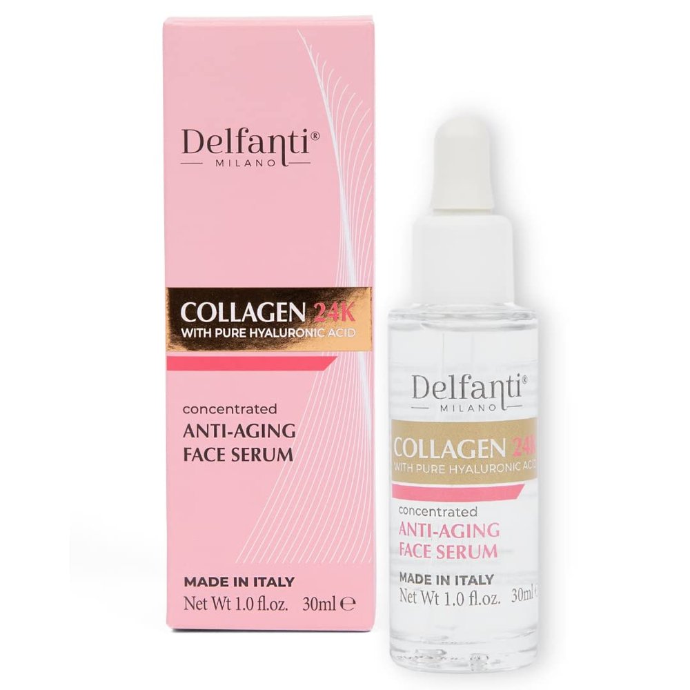 Delfanti Milano  COLLAGEN 24K with pure HYALURONIC Acid  Concentrated Anti-Aging Face Serum  Made in Italy