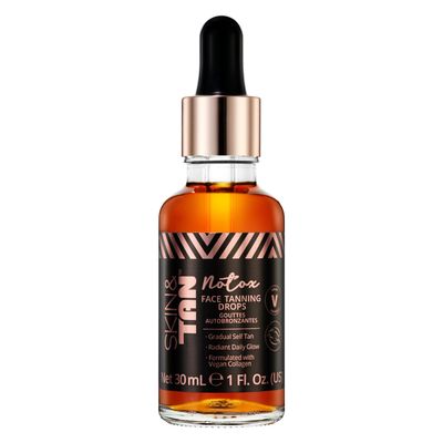 Skinny Tan Notox Face Tanning Drops - Hydrating Serum for Face with Vegan Collagen, Guarana, Aloe Vera - Reduces Appearance of Imperfections - 1 oz