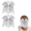 Large Glitter Silver Cheer bow, Hipcheer 8 Inch Large Jumbo Cheer Hair Bows Ponytail Holder Elastic Band Handmade for Cheerleaders Teen Girls College Sports (Glitter Silver) view 1