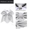 Large Glitter Silver Cheer bow, Hipcheer 8 Inch Large Jumbo Cheer Hair Bows Ponytail Holder Elastic Band Handmade for Cheerleaders Teen Girls College Sports (Glitter Silver) view 4